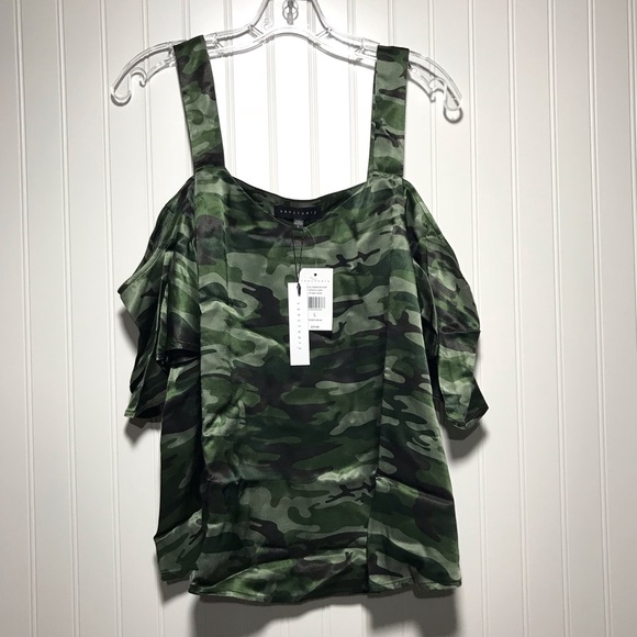 Sanctuary Drea Bare Camo Print Shoulder Blouse - Picture 3 of 8
